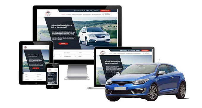 Ankaufseite mobil – Autoankauf Wassenberg mit rotem PKW